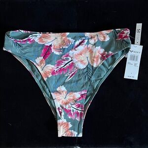 Roxy Floral Bikini Bottom - Teal and Pink